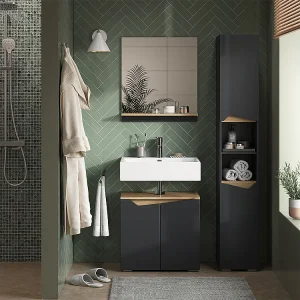Badkamerkast antraciet/artisan 30x35x180 marelle Badkamerkast antraciet/artisan 30x35x180 marelle