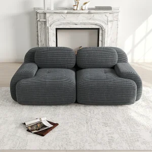 82 inch tweezitsbank van corduroy met gebogen armleuningen en antislipvoetjes, grijs