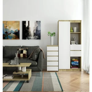 Ladekast CL5 met 5 Lades / AKORD Furniture Factory / Artisan Eik – Wit / 40 x 92 x 35 cm