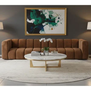 Bank, Vijfzitsbank Grand, Veloursstof Salvador, Donkerbruin