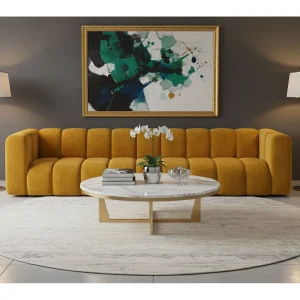 Bank, Vijfzitsbank Grand, Veloursstof Salvador, Geel