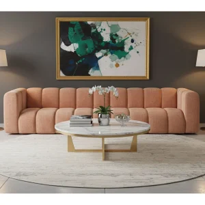 Bank, Vijfzitsbank Grand, Veloursstof Salvador, Roze