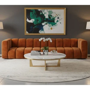 Bank, Vijfzitsbank Grand, Veloursstof Salvador, Bruin