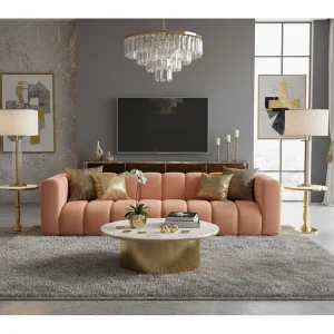 Bank, Vierzitsbank Grand, Veloursstof Salvador, Roze Bank, Vierzitsbank Grand, Veloursstof Salvador, Roze