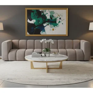 Bank, Vijfzitsbank Grand, Veloursstof Salvador, Grijs