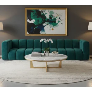 Bank, Vijfzitsbank Grand, Veloursstof Salvador, Azurblauw Bank, Vijfzitsbank Grand, Veloursstof Salvador, Azurblauw