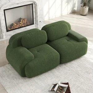 2-zits corduroy bank – Gebogen armleuningen – Groen 2-zits corduroy bank – Gebogen armleuningen – Groen