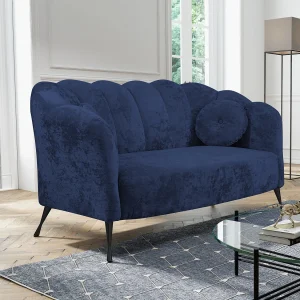 2-zitsbank Adria – fluweel marineblauw zwarte poten