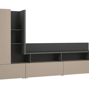270 cm TV-wand Opio Taupe en Antraciet 270 cm TV-wand Opio Taupe en Antraciet