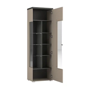 1-deurs vitrinekast Opio Taupe en Antraciet 1-deurs vitrinekast Opio Taupe en Antraciet