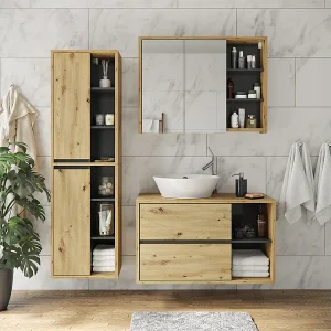 Badkamermeubel artisanaal eiken 50x33x170 viola