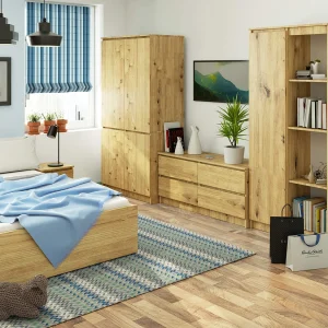 Artisan Eik Garderobekast S90 4D – Moderne Stijl, Stijlvol Design, 90 cm Breed, 180 cm Hoog, Met 4 Deuren en Mat Afwerking, Zelfmontage Benodigd, Hoogwaardige Laminaatconstructie Artisan Eik Garderobekast S90 4D – Moderne Stijl, Stijlvol Design, 90 cm Breed, 180 cm Hoog, Met 4 Deuren en Mat Afwerking, Zelfmontage Benodigd, Hoogwaardige Laminaatconstructie