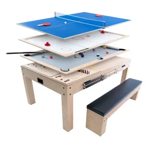 7-in-1 Multispeltafel – eik – opbergbank – eettafel pool pingpong schaken 7-in-1 Multispeltafel – eik – opbergbank – eettafel pool pingpong schaken