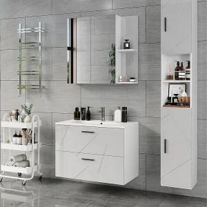 Badkamermeubelset wit/wit hoogglans 80×44.6×57 irma Badkamermeubelset wit/wit hoogglans 80×44.6×57 irma