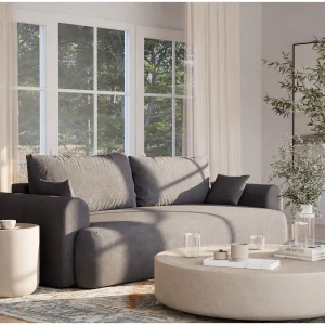 3-zits slaapbank met opbergruimte – chenille stof – grijs – TOLUCA 3-zits slaapbank met opbergruimte – chenille stof – grijs – TOLUCA