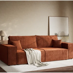 3-zits slaapbank met opbergruimte – chenille stof – koper – MILOS 3-zits slaapbank met opbergruimte – chenille stof – koper – MILOS