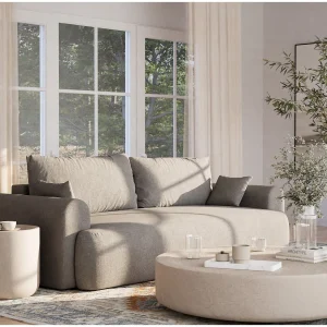 3-zits slaapbank met opbergruimte – chenille stof – beige grijs – TOLUCA 3-zits slaapbank met opbergruimte – chenille stof – beige grijs – TOLUCA