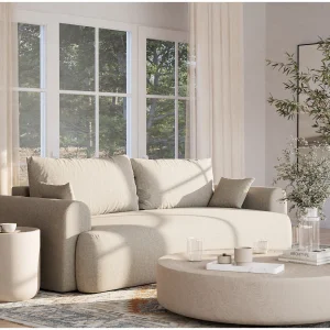 3-zits slaapbank met opbergruimte – geweven stof – beige – TOLUCA 3-zits slaapbank met opbergruimte – geweven stof – beige – TOLUCA