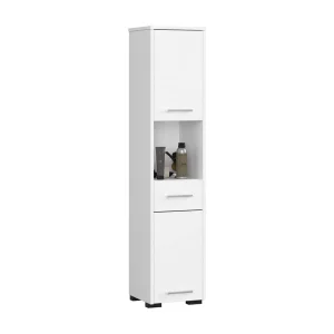 Badkamerzuil, 2 deuren, 1 lade, 140 x 30 x 30 cm, mat wit Badkamerzuil, 2 deuren, 1 lade, 140 x 30 x 30 cm, mat wit