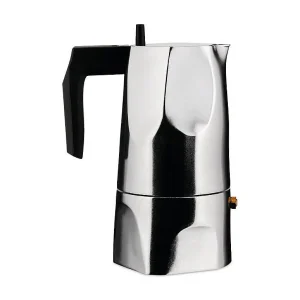 Alessi MT18 3 Ossidiana koffiemachine van grijs aluminium, design Mario Trimarchi, 8,5 cm breed Alessi MT18 3 Ossidiana koffiemachine van grijs aluminium, design Mario Trimarchi, 8,5 cm breed