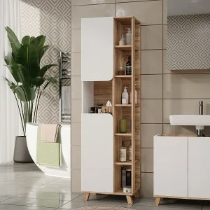 Badkamerkast sonoma/wit 50x35x175 karen Badkamerkast sonoma/wit 50x35x175 karen
