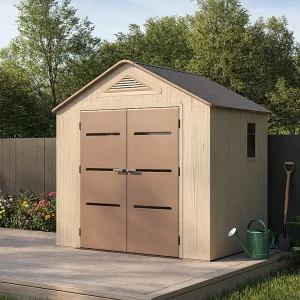Tuinhuis van beige en bruine hars 4,5 m² met vloer – dikte 22 mm – ANTEVA Tuinhuis van beige en bruine hars 4,5 m² met vloer – dikte 22 mm – ANTEVA