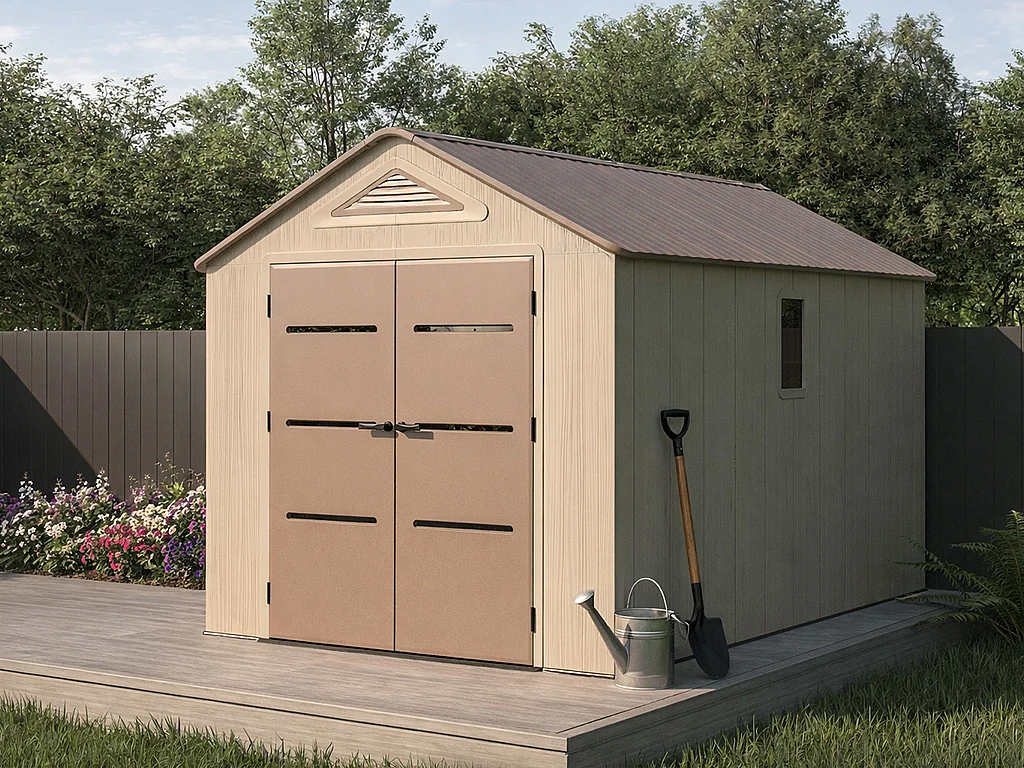 Beige en bruine kunsthars tuinhuis 9,5 m² met vloer - dikte 22 mm - ANTEVA