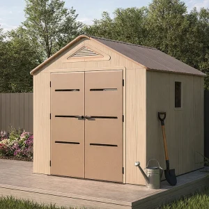 Tuinhuis van beige en bruin hars 6,15 m² met vloer – dikte 22mm – ANTEVA Tuinhuis van beige en bruin hars 6,15 m² met vloer – dikte 22mm – ANTEVA