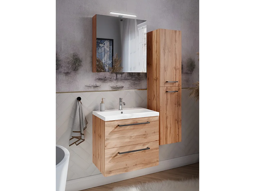 Badkamerset 80 cm Kast met wastafel Eikenhout Wotan Aster
