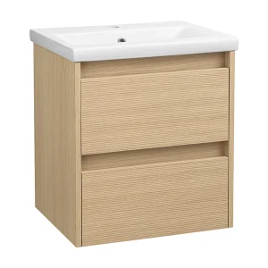 Badkamerset 50 cm Kast met wastafel Geribbelde fronten Aria Badkamerset 50 cm Kast met wastafel Geribbelde fronten Aria