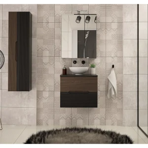 Badkamermeubel onder wastafel 60 cm Zwart mat / Notenhout Avella Badkamermeubel onder wastafel 60 cm Zwart mat / Notenhout Avella