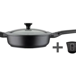 28 cm Easy Click GSW anti-aanbak aluminium koekenpan met glazen deksel en afneembare handgrepen, inductiecompatibel 28 cm Easy Click GSW anti-aanbak aluminium koekenpan met glazen deksel en afneembare handgrepen, inductiecompatibel