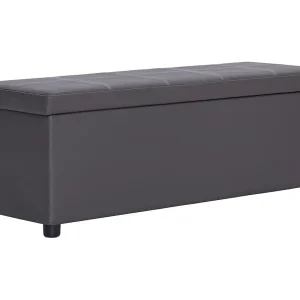 Bankje met opbergvak 116 cm kunstleer grijs Bankje met opbergvak 116 cm kunstleer grijs