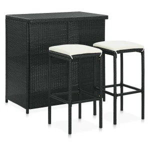 3-delige Barset poly rattan zwart 3-delige Barset poly rattan zwart