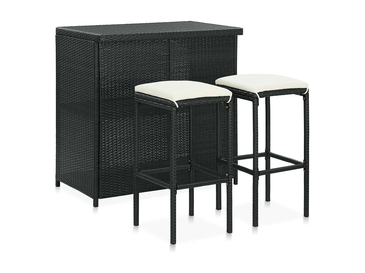3-delige Barset poly rattan zwart