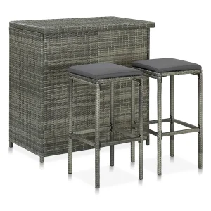 3-delige Barset poly rattan grijs 3-delige Barset poly rattan grijs