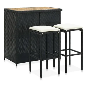 3-delige Barset poly rattan zwart 3-delige Barset poly rattan zwart