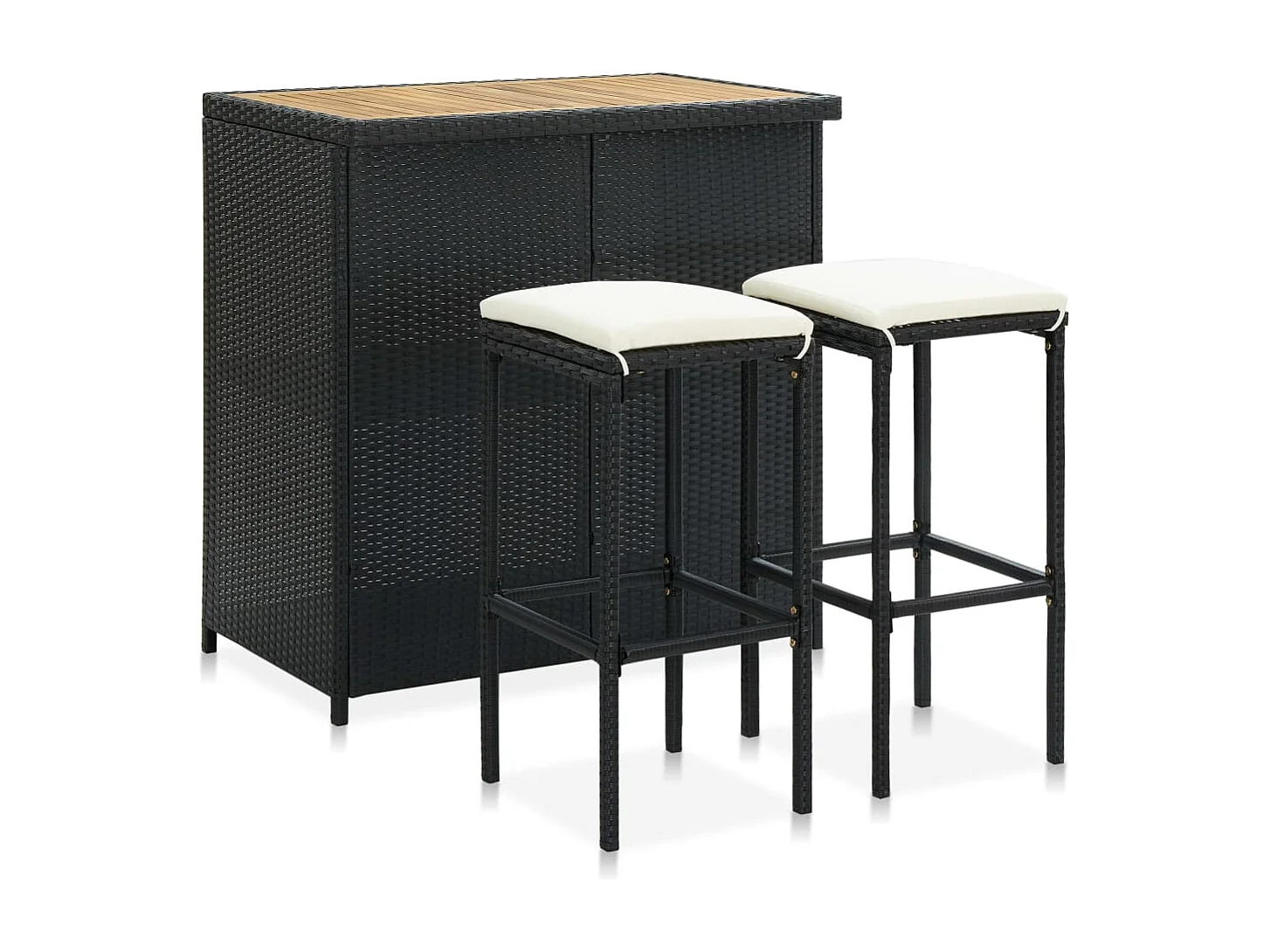 3-delige Barset poly rattan zwart