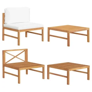 2-delige Loungeset met crèmekleurige kussens teakhout 2-delige Loungeset met crèmekleurige kussens teakhout