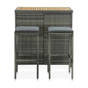 3-delige Barset poly rattan grijs 3-delige Barset poly rattan grijs