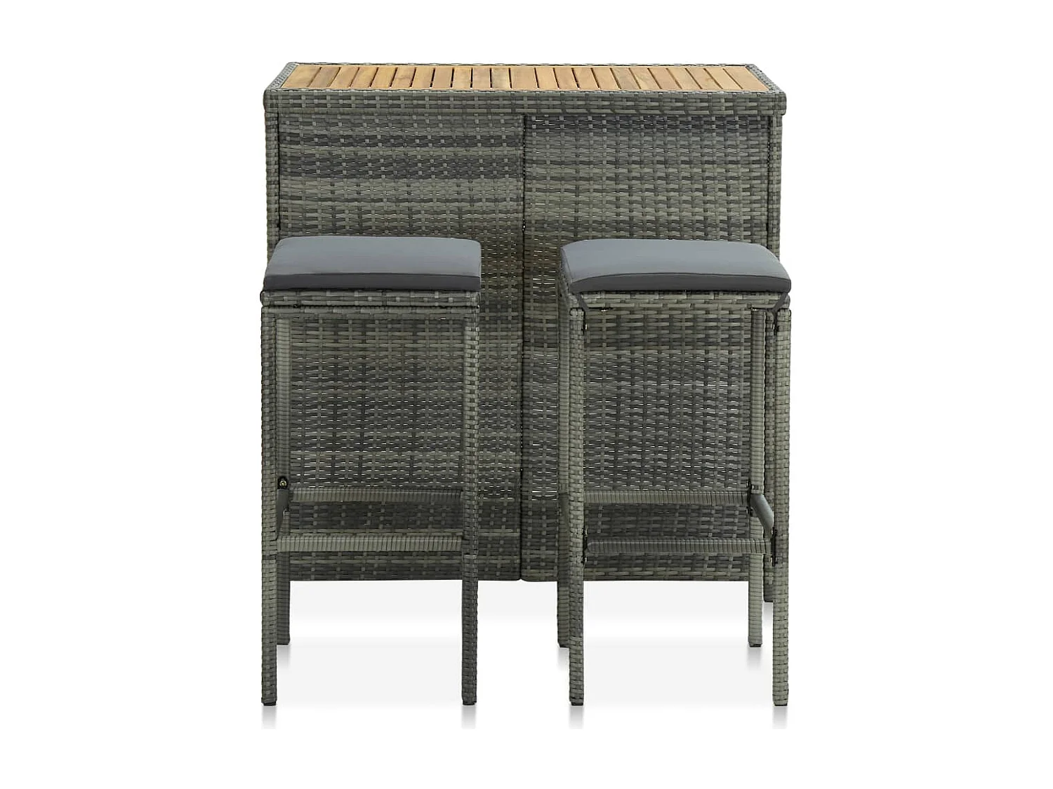 3-delige Barset poly rattan grijs