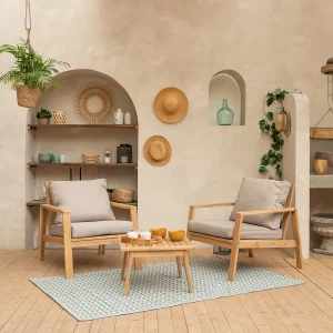 Acacia tuinmeubelset 2 zits GILI – zand kussens