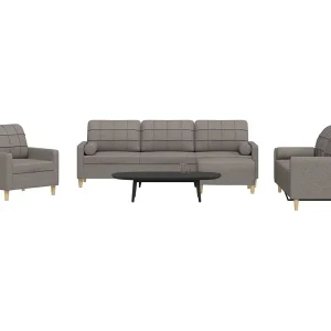 4-delige Loungeset met voetenbank en kussens stof taupe