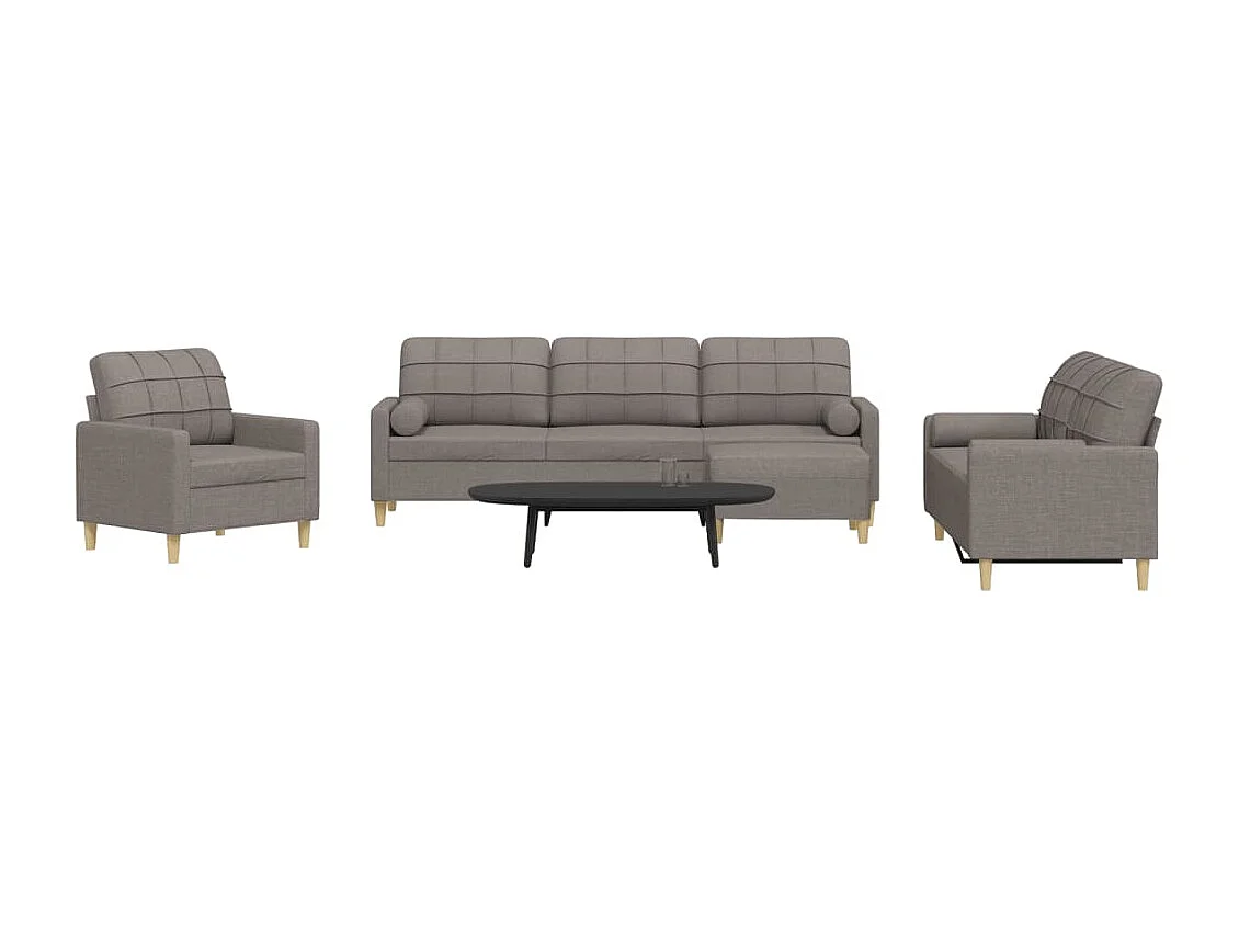 4-delige Loungeset met voetenbank en kussens stof taupe