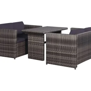 3-delige Bistroset met kussens poly rattan grijs 3-delige Bistroset met kussens poly rattan grijs
