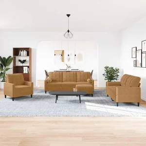 4-delige Loungeset met kussens en bolsters fluweel bruin 4-delige Loungeset met kussens en bolsters fluweel bruin