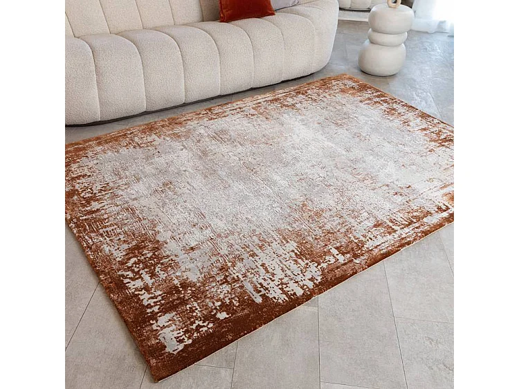 Abstract tapijt - 120x170cm - oranje, crème - Kuza Border