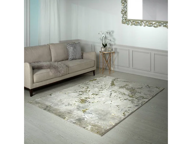 Abstract tapijt - 200x290cm - goud, grijs, beige - Aurora Galaxy