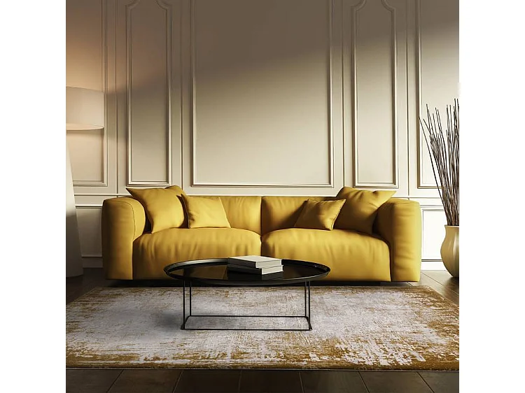 Abstract tapijt - 160x230cm - goud, crème - Kuza Border