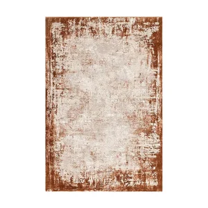 Abstract tapijt – 200x290cm – oranje, crème – Kuza Border Abstract tapijt – 200x290cm – oranje, crème – Kuza Border